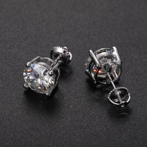 Certified 2ct. t.w. Moissanite Diamond Round Stud Earrings NEW - Picture 5 of 14